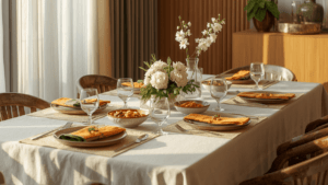 a dining table set for the occasion