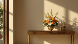 a floral corner near the entrance
